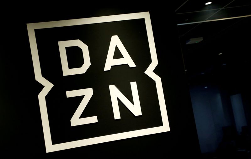 &copy; Reuters. FILE PHOTO: Internet streaming service DAZN's logo is pictured in its office in Tokyo, Japan March 21, 2017. Picture taken on March 21, 2017. REUTERS/Kim Kyung-Hoon//File Photo
