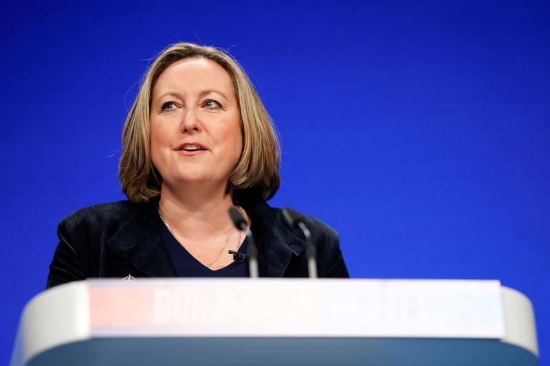 &copy; Reuters. FILE PHOTO: Britain's Secretary of State for International Trade Anne-Marie Trevelyan speaks during the annual Conservative Party conference, in Manchester, Britain, October 3, 2021. REUTERS/Phil Noble/File Photo