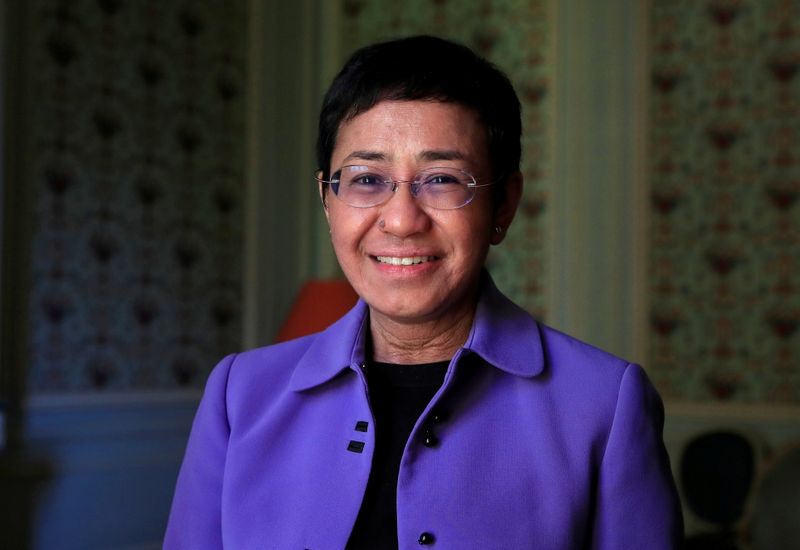 &copy; Reuters. FILE PHOTO: Maria Ressa, journalist and CEO of the Rappler news website, poses before a news conference to launch a commission to draft an "International Declaration on Information and Democracy" hold by Human rights group Reporters Without Borders in Par