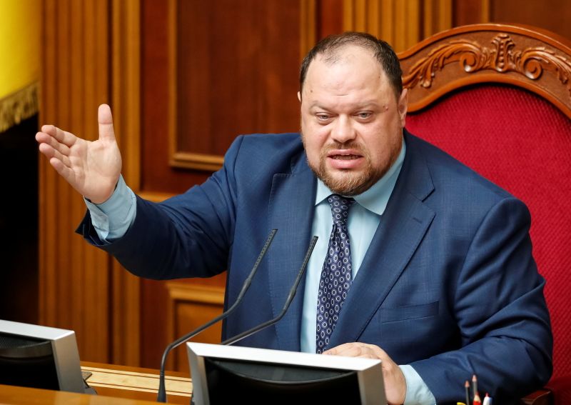 &copy; Reuters. Newly appointed Parliament Speaker Ruslan Stefanchuk, a lawmaker from the ruling Servant of the People party,  reacts during a session of parliament in Kyiv, Ukraine October 8, 2021. REUTERS/Valentyn Ogirenko