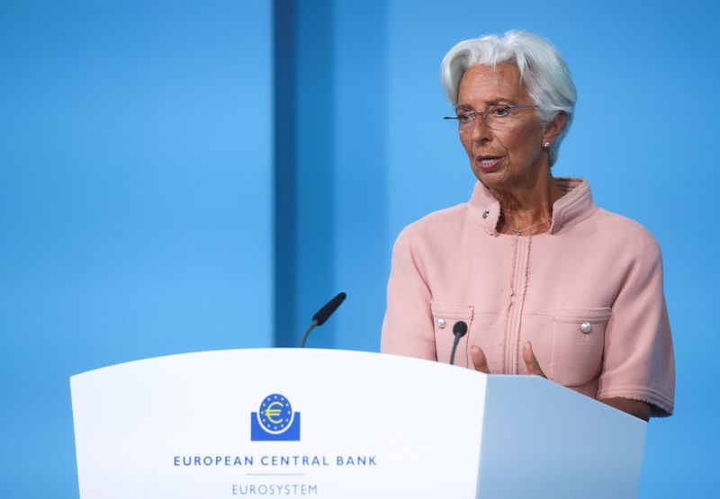 &copy; Reuters. FILE PHOTO: President of the European Central Bank (ECB) Christine Lagarde speaks as she takes part in a news conference on the outcome of the Governing Council meeting, in Frankfurt, Germany, September 9, 2021. REUTERS/Kai Pfaffenbach