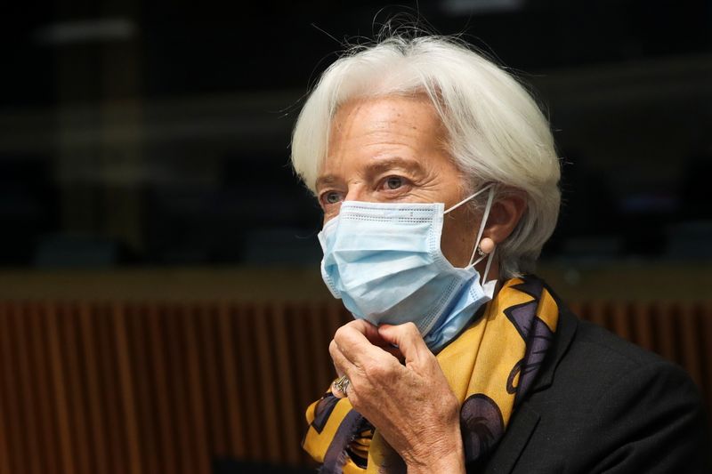 &copy; Reuters. President of the European Central Bank Christine Lagarde looks on as she attends a Euro zone finance ministers meeting in Luxembourg, October 4, 2021. REUTERS/Yves Herman