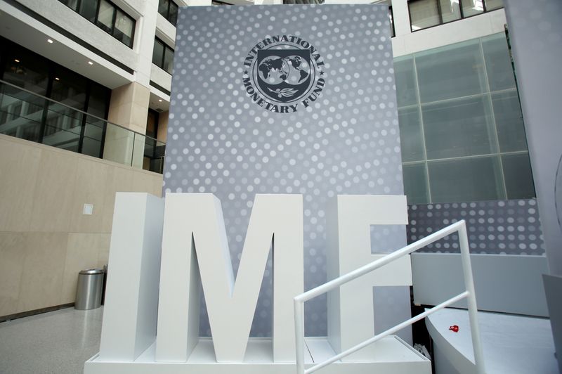 &copy; Reuters. FILE PHOTO: International Monetary Fund logo is seen inside the headquarters at the end of the IMF/World Bank annual meetings in Washington, U.S., October 9, 2016. REUTERS/Yuri Gripas 