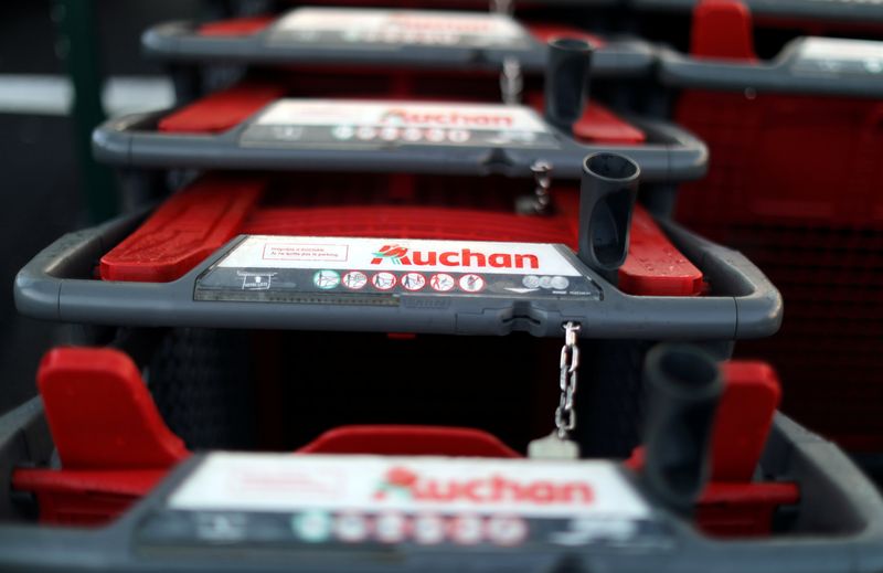&copy; Reuters. FILE PHOTO: Shopping trolleys are seen in an Auchan hypermarket in Nice, France March 6, 2020. REUTERS/Eric Gaillard