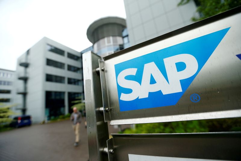 &copy; Reuters. FILE PHOTO: The logo of German software group SAP is pictured at its headquarters in Walldorf, Germany, May 12, 2016. REUTERS/Ralph Orlowski/File Photo