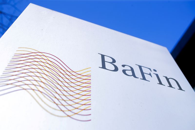&copy; Reuters. FILE PHOTO: The logo of Germany's Federal Financial Supervisory Authority BaFin (Bundesanstalt fuer Finanzdienstleistungsaufsicht) is pictured outside of an office building of the BaFin in Bonn, Germany, April 15, 2019.  REUTERS/Wolfgang Rattay 