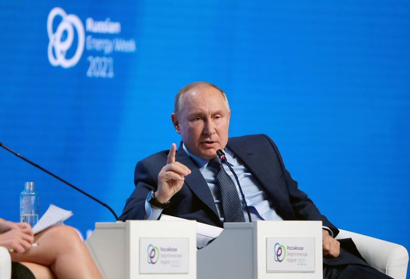 &copy; Reuters. Presidente da Rússia, Vladimir Putin, participa de evento internacional sobre energia em Moscou
13/10/2021 Sputnik/Mikhail Metzel/Pool via REUTERS