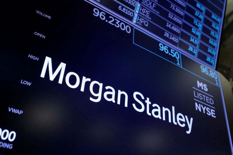 &copy; Reuters. FILE PHOTO: The logo for Morgan Stanley is seen on the trading floor at the New York Stock Exchange (NYSE) in Manhattan, New York City, U.S., August 3, 2021. REUTERS/Andrew Kelly 