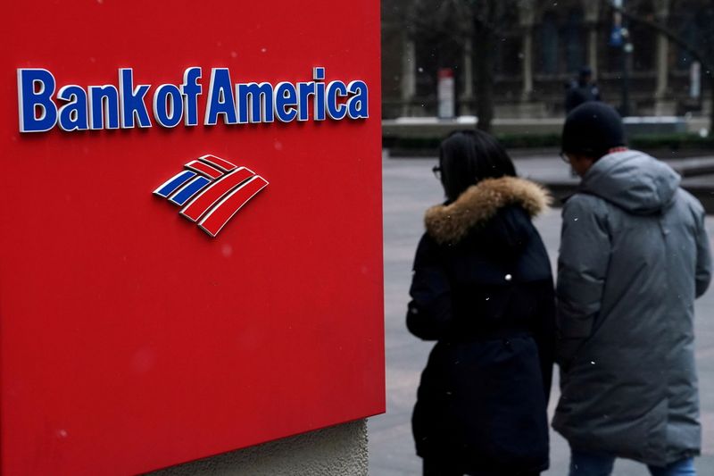 &copy; Reuters. Imagen de archivo del logo de Bank of America en una calle de Nueva York, EEUU. 30 enero 2019. REUTERS/Carlo Allegri