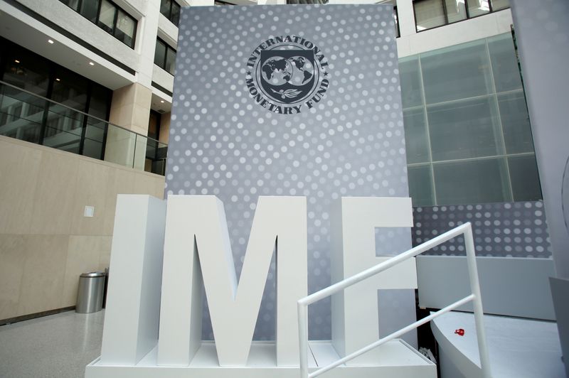 &copy; Reuters. FILE PHOTO: International Monetary Fund logo is seen inside the headquarters at the end of the IMF/World Bank annual meetings in Washington, U.S., October 9, 2016. REUTERS/Yuri Gripas  