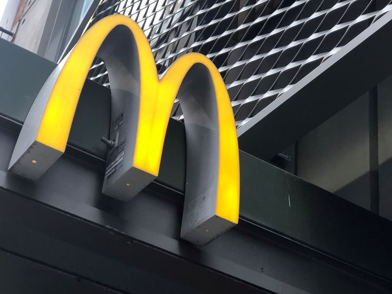 &copy; Reuters. FILE PHOTO: The McDonald's logo is seen outside the fast-food chain McDonald's in New York, U.S., October 22, 2019. REUTERS/Shannon Stapleton 