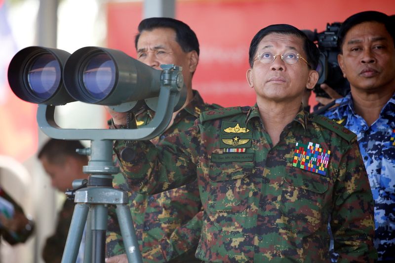 &copy; Reuters. زعيم المجلس العسكري الحاكم في ميانمار مين أونج هلاينج - صورة من أرشيف رويترز 