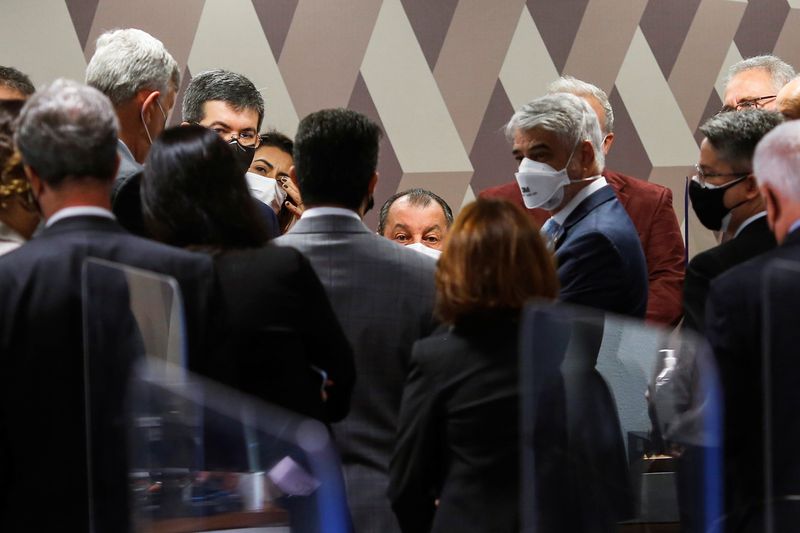 &copy; Reuters. Integrantes da CPI da Covid no Senado antes de reunião do colegiado
02/09/2021 REUTERS/Adriano Machado