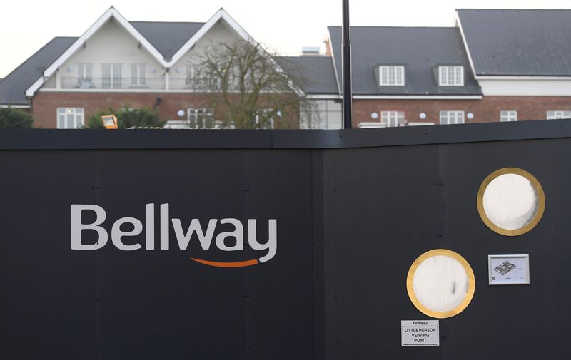 &copy; Reuters. FILE PHOTO: A Bellway sign is seen at a housing construction site in London, Britain, February 5, 2017. REUTERS/Toby Melville/File Photo