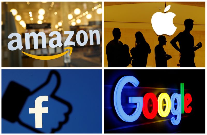 &copy; Reuters. The logos of Amazon, Apple, Facebook and Google are seen in a combination photo from Reuters files.    REUTERS/File Photos