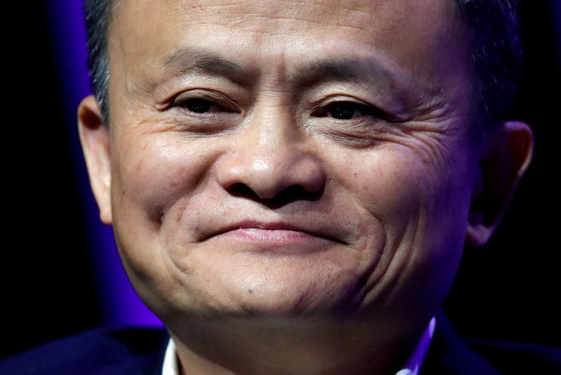 &copy; Reuters. FILE PHOTO: Founder and Chairman of Chinese internet giant Alibaba Jack Ma gives a speech at Paris' high profile startups and high tech leaders gathering, Viva Tech, in Paris, France May 16, 2019. REUTERS/Charles Platiau  