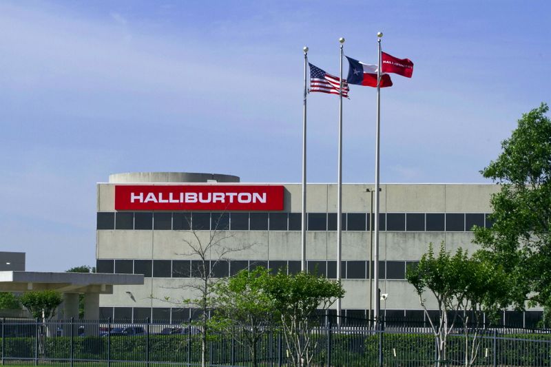 &copy; Reuters. The company logo of Halliburton oilfield services corporate offices is seen in Houston, Texas April 6, 2012.    REUTERS/Richard Carson/File Photo          GLOBAL BUSINESS WEEK AHEAD PACKAGE - SEARCH 'BUSINESS WEEK AHEAD MAY 2'  FOR ALL IMAGES
