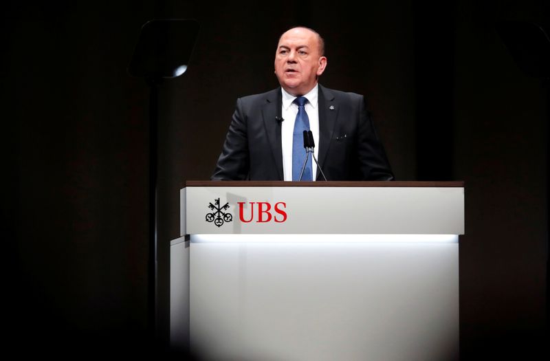 &copy; Reuters. Axel Weber, Chairman of Swiss bank UBS addresses the company's annual shareholder meeting in Basel, Switzerland May 2, 2019.  REUTERS/Arnd Wiegmann/Files