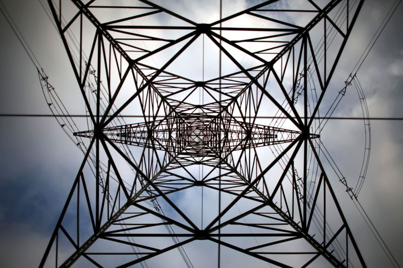 &copy; Reuters. FILE PHOTO: A high-voltage power line tower near Berlin, November 7, 2006. REUTERS/Pawel Kopczynski/File Photo