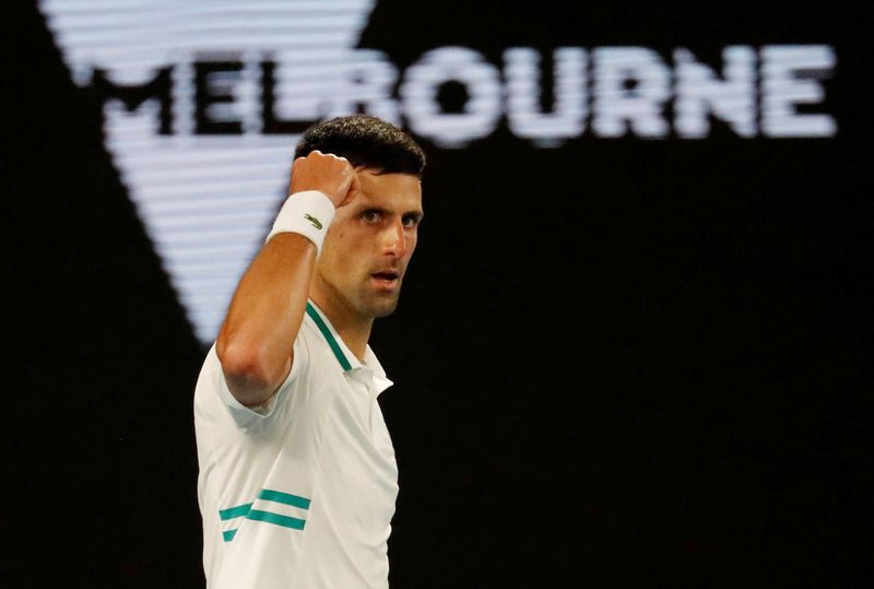 &copy; Reuters. Novak Djokovic durante final do Aberto da Austrália de 2021 
21/02/2021 REUTERS/Asanka Brendon Ratnayake