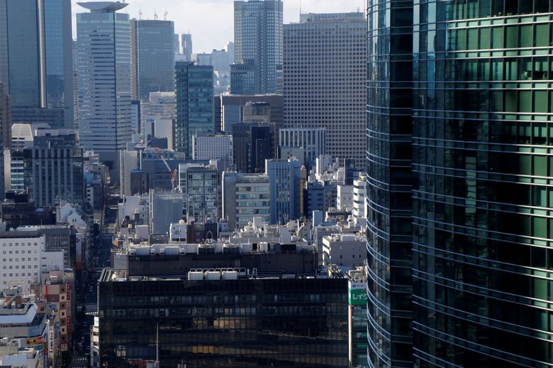 &copy; Reuters. Office buildings are pictured at a business district in Tokyo, Japan, February 12, 2017. Picture taken February 12, 2017.  REUTERS/Toru Hanai