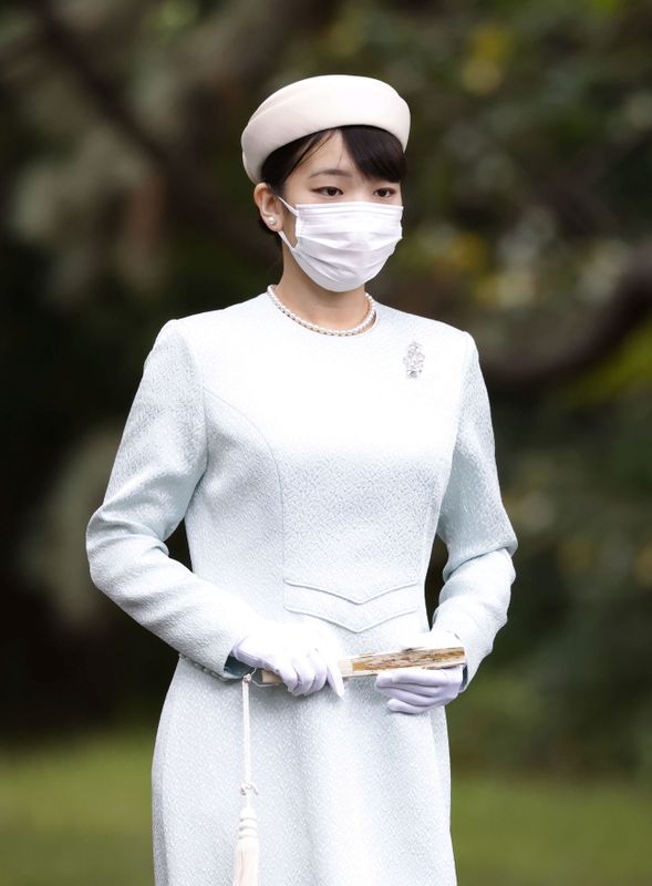 &copy; Reuters. الأميرة اليابانية ماكو في القصر الإمبراطوري بطوكيو يوم 19 أكتوبر تشرين الأول 2021. صورة لرويترز من وكالة أنباء كيودو (يحظر استخدام الصورة داخل 
