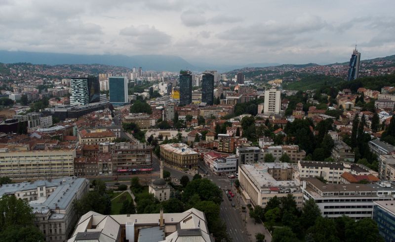 &copy; Reuters. FILE PHOTO: Aerial view of Sarajevo, Bosnia and Herzegovina June 07, 2021.  REUTERS/Dado Ruvic/File Photo