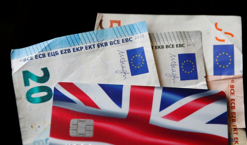 &copy; Reuters. FILE PHOTO: A Union Jack themed Visa credit card is seen amongst Euro bank notes in this photo illustration taken in Manchester, Britain March 13, 2017. Picture taken March 13, 2017. REUTERS/Phil Noble/Illustration