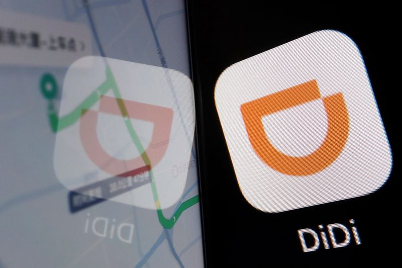 &copy; Reuters. FILE PHOTO: The app logo of Chinese ride-hailing giant Didi is seen reflected on its navigation map displayed on a mobile phone in this illustration picture taken July 1, 2021. REUTERS/Florence Lo/Illustration/File Photo