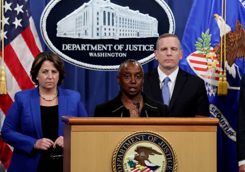 &copy; Reuters. FILE PHOTO: Acting U.S. Attorney for the Northern District of California Stephanie Hinds speaks about the Colonial Pipeline ransomware attack during a news conference with Deputy U.S. Attorney General Lisa Monaco and FBI Deputy Director Paul Abbate at the
