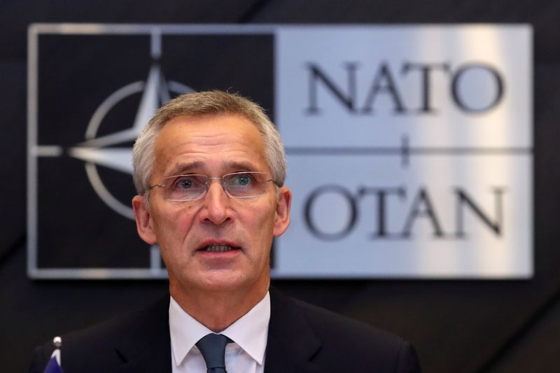 &copy; Reuters. NATO Secretary General Jens Stoltenberg speaks during a NATO Defence Ministers meeting at the Alliance headquarters in Brussels, Belgium, October 21, 2021. REUTERS/Pascal Rossignol