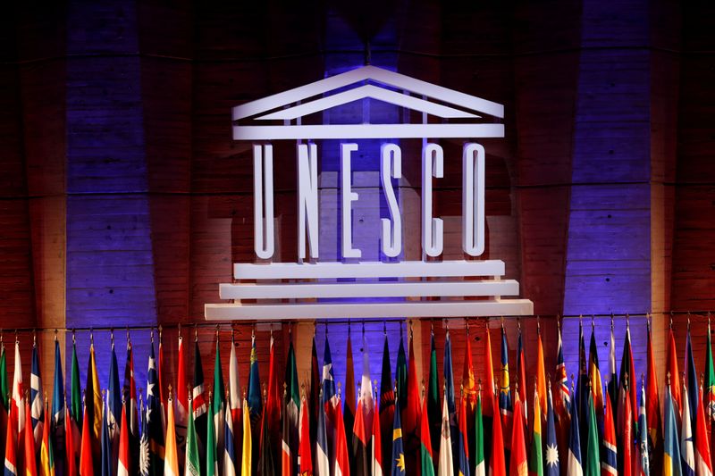 &copy; Reuters. Logo da Unesco em abertura de conferência da organização em sua sede, em Paris
30/10/2017
REUTERS/Philippe Wojazer