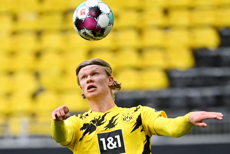 &copy; Reuters. Erling Haaland, do Borussia Dortmund, durante jogo do Campeonato Alemão
03/04/2021
Pool via REUTERS/Ina Fassbender