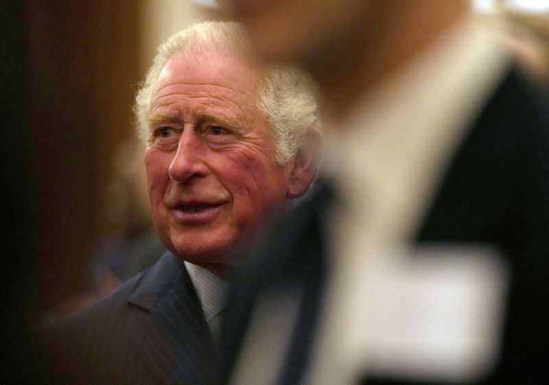 &copy; Reuters. FILE PHOTO: Britain's Prince Charles greets guests at a reception for the Global Investment Summit in Windsor Castle, Windsor, Britain, October 19, 2021. Alastair Grant/Pool via REUTERS