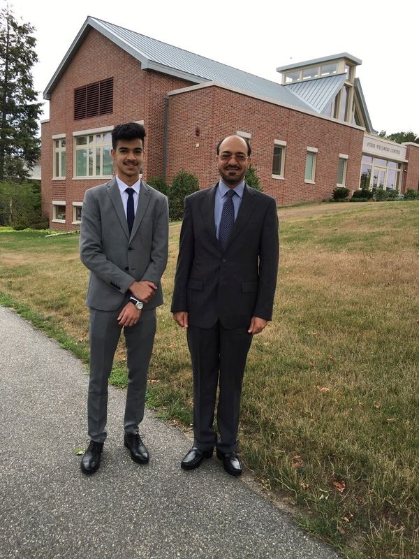 &copy; Reuters. FILE PHOTO: Former Saudi intelligence official Saad al-Jabri (R) poses with his son Omar al-Jabri whilst visiting schools around Boston, U.S. in this handout picture shot in the autumn of 2016.  Khalid al-Jabri/Handout via REUTERS.   