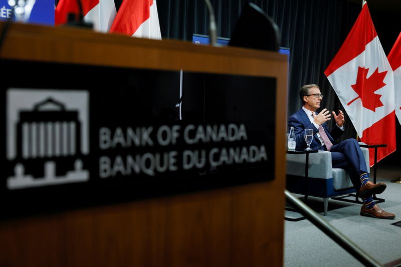 &copy; Reuters. FILE PHOTO: Bank of Canada Governor Tiff Macklem takes part in an event at the Bank of Canada in Ottawa, Canada, October 7, 2021. REUTERS/Blair Gable/File Photo