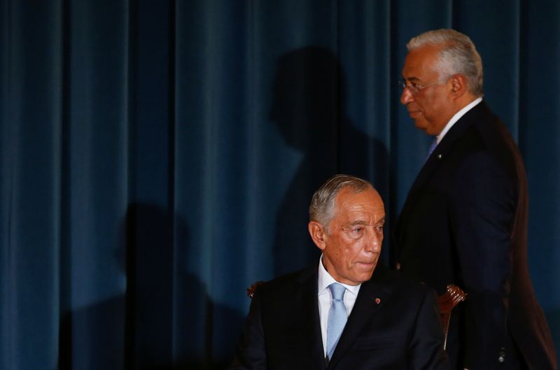 &copy; Reuters. FILE PHOTO: Portugal's Prime Minister Antonio Costa and President Marcelo Rebelo de Sousa attend the swearing-in ceremony of new ministers at Ajuda Palace in Lisbon, Portugal October 26, 2019. REUTERS/Rafael Marchante/Files