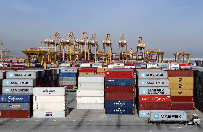 © Reuters. FILE PHOTO: General view of a stock yard of DP World's fully automated Terminal 2 at Jebel Ali Port in Dubai, United Arab Emirates, December 27, 2018. REUTERS/ Hamad I Mohammed