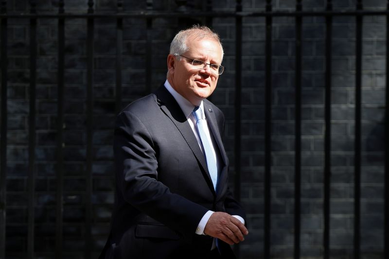 &copy; Reuters. رئيس الوزراء الأسترالي سكوت موريسون في لندن يوم 15 يونيو حزيران 2021. تصوير: هنري نيكولز - رويترز. 