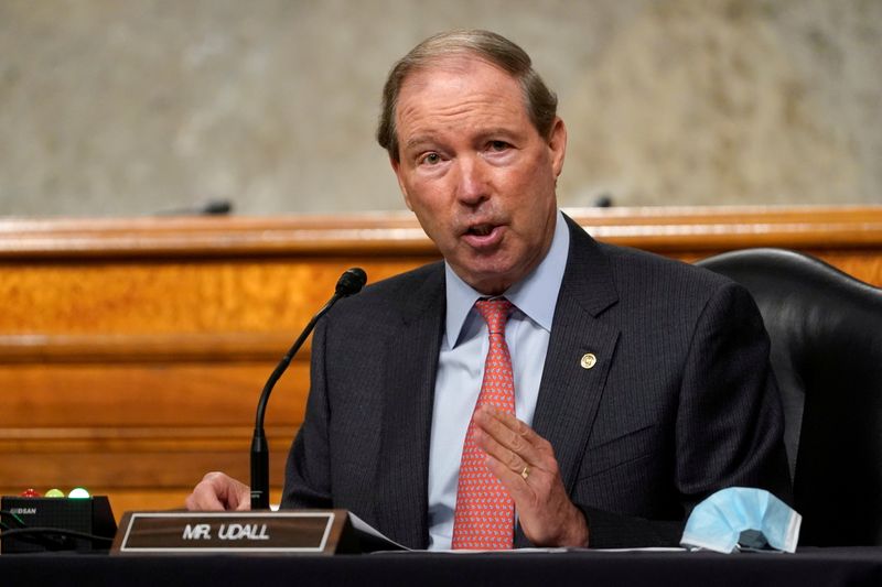 &copy; Reuters. FILE PHOTO: Sen. Tom Udall, D-N.M., speaks during a Senate Foreign Relations Committee hearing on U.S. Policy in the Middle East, on Capitol Hill in Washington, DC, U.S., September 24, 2020. Susan Walsh/Pool via REUTERS/File Photo