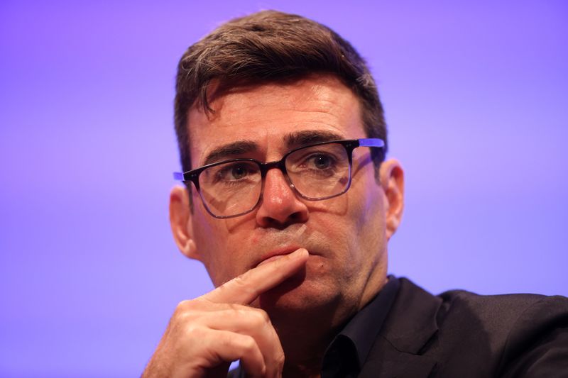 &copy; Reuters. FILE PHOTO: Mayor of Greater Manchester Andy Burnham attends Britain's Labour Party annual conference, in Brighton, Britain, September 27, 2021. REUTERS/Hannah McKay