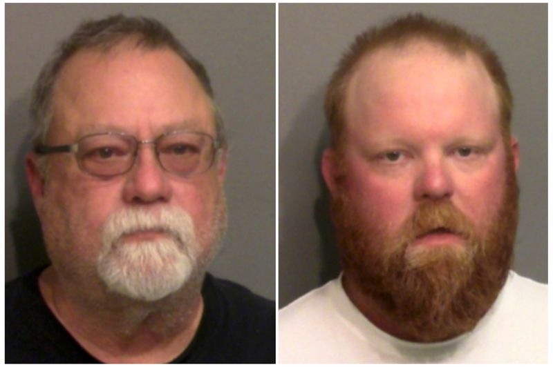 &copy; Reuters. FILE PHOTO: Former police officer Gregory McMichael, 64, and his son Travis McMichael pose for a booking photo they were arrested by the Georgia Bureau of Investigation and charged with murder in the shooting death of unarmed black man Ahmaud Arbery, in B