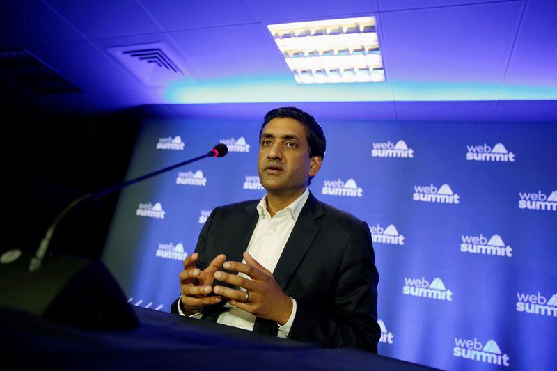 &copy; Reuters. FILE PHOTO: US Democratic Representative Ro Khanna, vice chair of the 98-member Congressional Progressive Caucus, holds a news conference during Web Summit, in Lisbon, Portugal, November 6, 2019. REUTERS/Pedro Nunes/File Photo