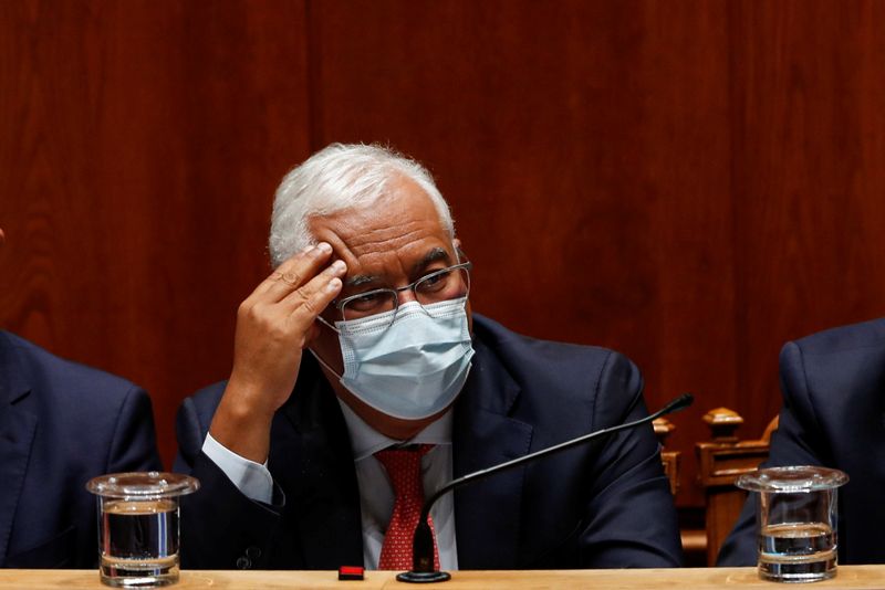 &copy; Reuters. Portugal's Prime Minister Antonio Costa gestures during the debate on the 2022 state budget draft in first reading at the Portuguese Parliament, in Lisbon, Portugal, October 27, 2021. REUTERS/Pedro Nunes