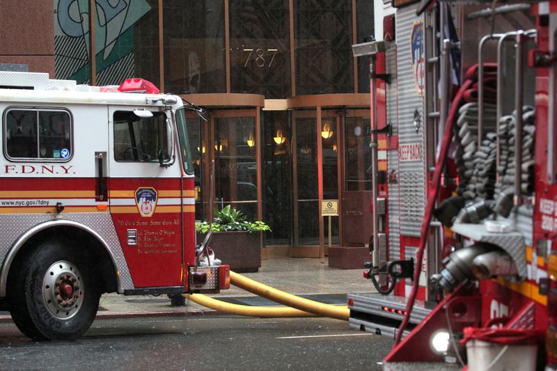 &copy; Reuters. FILE PHOTO: New York City Fire Department trucks are seen outside 787 7th Avenue in midtown Manhattan in New York City, New York, U.S., June 10, 2019. REUTERS/Brendan McDermid/File Photo