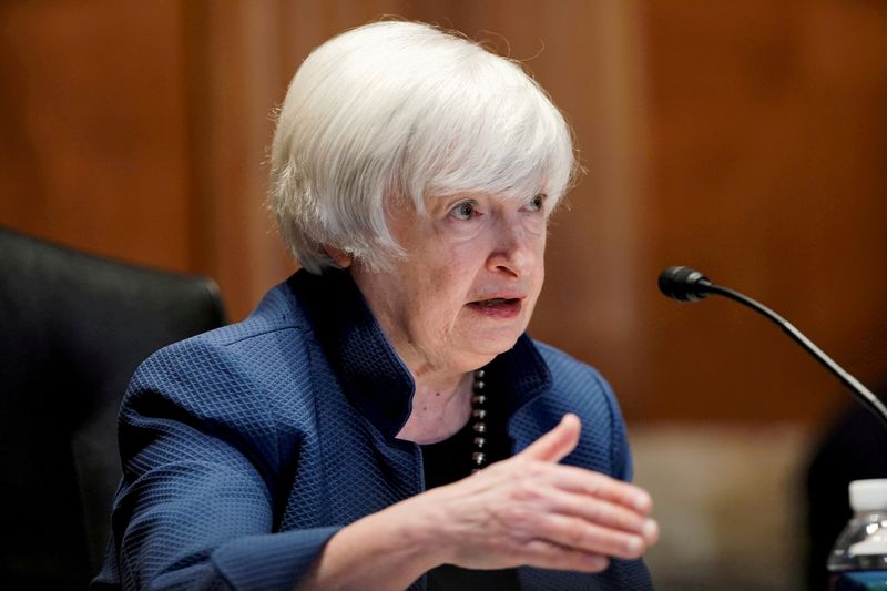 &copy; Reuters. FILE PHOTO: U.S. Treasury Secretary Janet Yellen answers questions during the Senate Appropriations Subcommittee hearing on Capitol Hill in Washington, D.C., U.S., June 23, 2021. Greg Nash/Pool via REUTERS