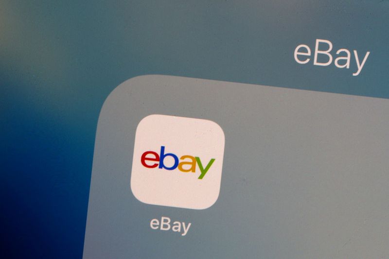 &copy; Reuters. FILE PHOTO: The eBay logo is pictured on a phone screen in this photo illustration July 23, 2019. REUTERS/Brendan McDermid/Illustration