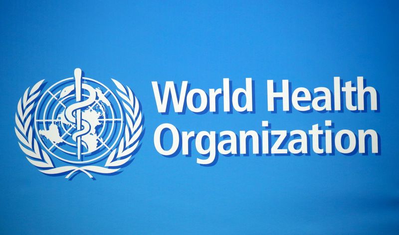 &copy; Reuters. FILE PHOTO: A logo is pictured at the World Health Organization (WHO) building in Geneva, Switzerland, February 2, 2020.  REUTERS/Denis Balibouse/File Photo