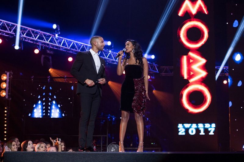 &copy; Reuters. FILE PHOTO: Hosts Maya Jama and Marvin Humes onstage at MOBO Awards 2017, in Leeds, Britain November 29, 2017 in this handout image. Picture taken November 29, 2017. Courtesy of MOBO Organisation/Nick Redman/Handout via REUTERS  