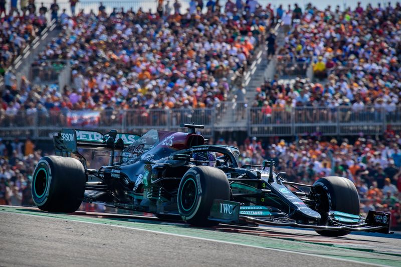 &copy; Reuters. Piloto Lewis Hamilton, da Mercedes, no GP dos EUA de F1
24/10/2021
Jerome Miron-USA TODAY Sports